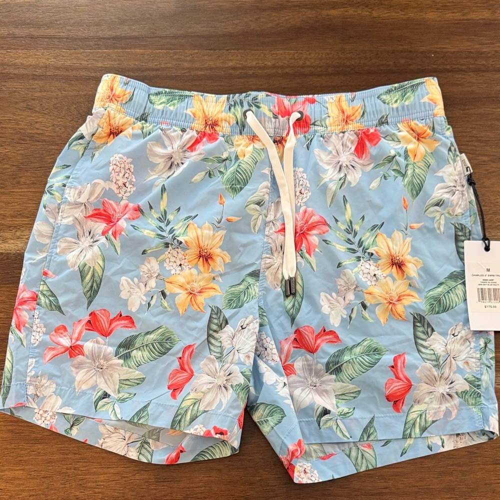 Onia Blue Floral Swim Trunks